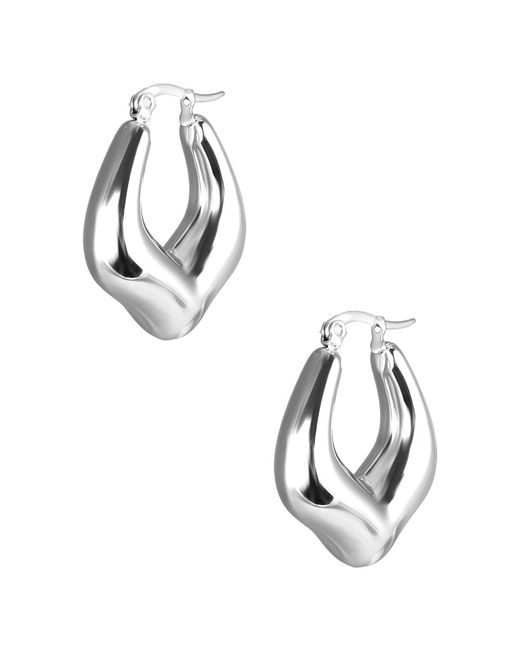 The Jewellery Stockroom Metallic Stainless Steel Chunky V Shaped Creole Earrings