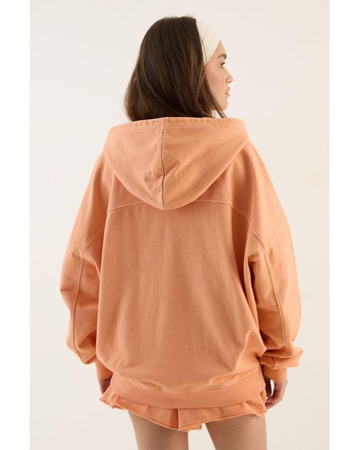 DSGN Studio Brown Heavyweight Washed Oversized Zip Through Hoodie