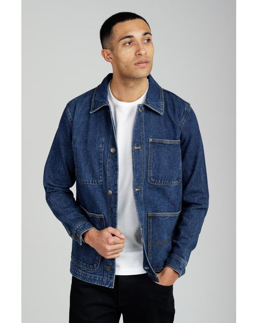 Tokyo Laundry Blue Mid Cotton Washed Denim Chore Jacket for men