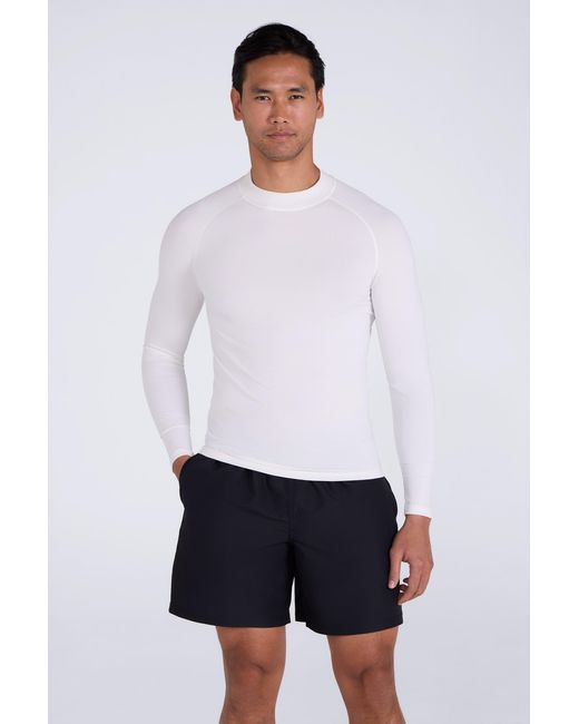Mountain Warehouse White Long Sleeve Rash Vest Sun Protection Quick Drying Swimwear Stretchy Beach Surf Top Polyamide for men