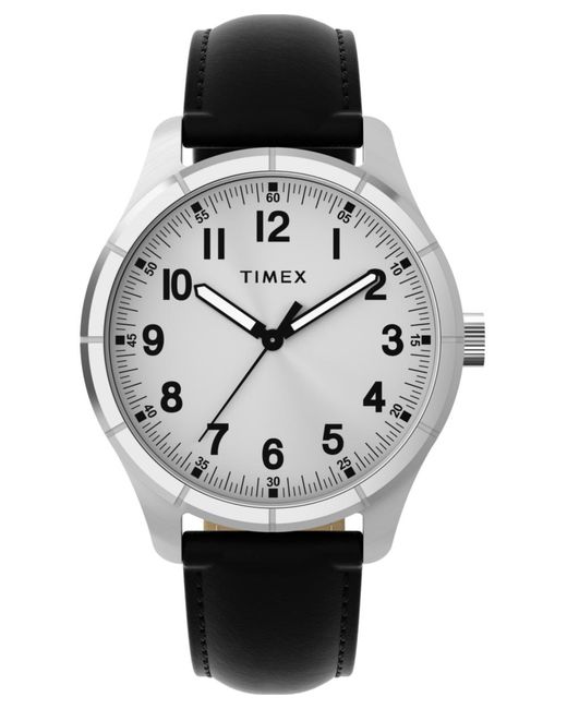 Timex Black Main Street Watch Tw2Y16000 Leather for men