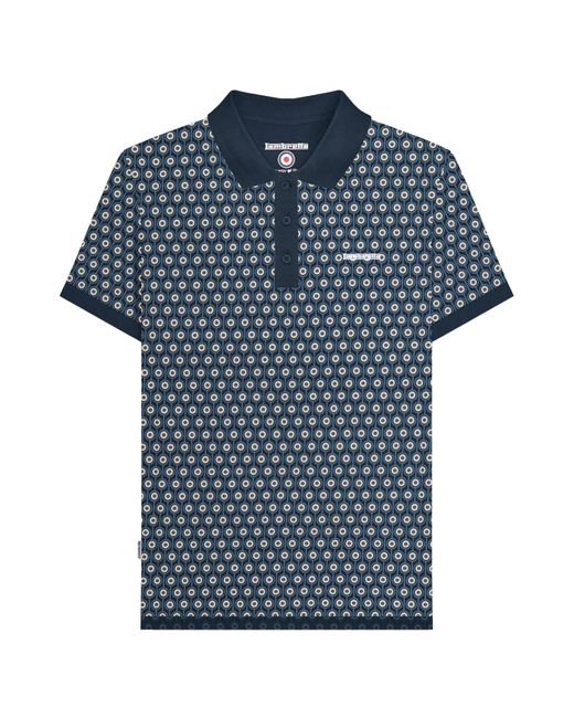 Lambretta Blue Roundel Geometric Big & Tall Polo Shirt Cotton for men