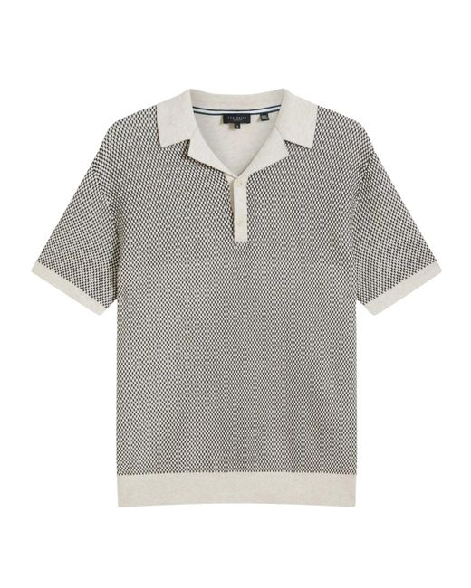 Ted Baker Gray Gregry Small Stitch Natural Knitted Polo Shirt for men