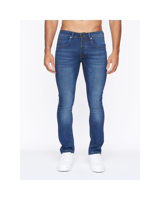 Crosshatch Blue Buraca Slim Jeans (Stone Wash) for men