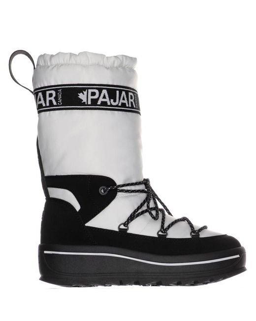 Pajar Black Galaxy High White Snow Boot Nubuck Leather