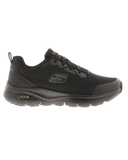 Skechers Black Work Trainers Slip Resistant Arch Fit Sr Lace Up