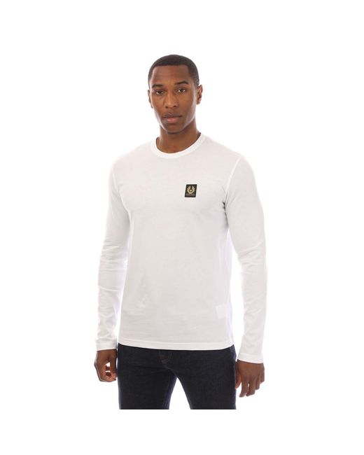 Belstaff White Cotton Jersey Long Sleeve T-Shirt for men