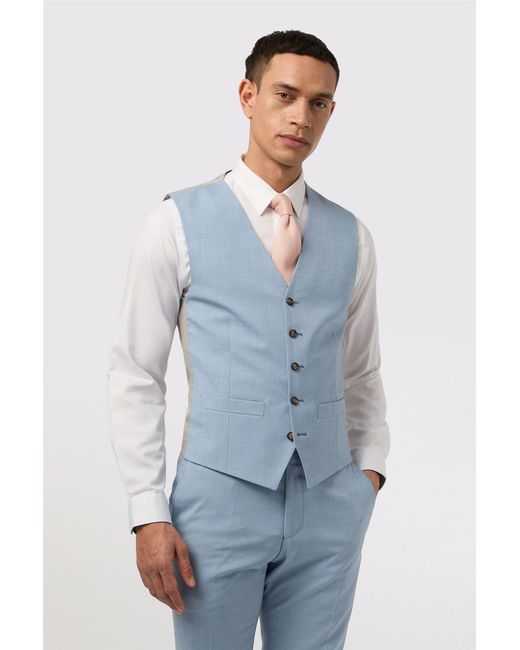 Antique Rogue Blue Single Breasted Five Button V-Neck Slim Fit Suit Waistcoat for men