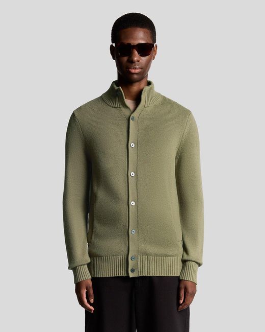 Lyle & Scott Green Wool Blend Cardigan for men
