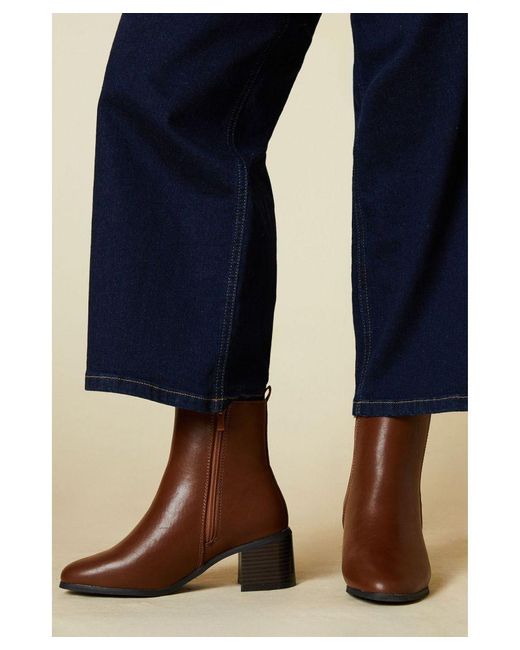 Dorothy Perkins Blue Wide Fit Maias Block Heel Chelsea Boots