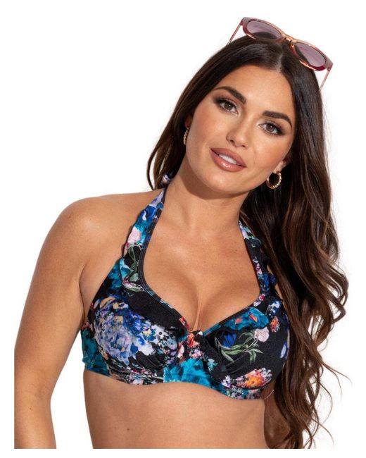 Pour Moi Blue Lisbon Halter Bikini Top