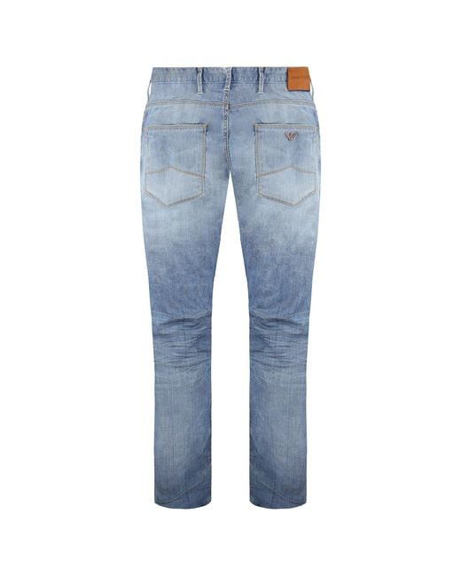 Emporio Armani Blue Slim Fit Distressed Jeans for men