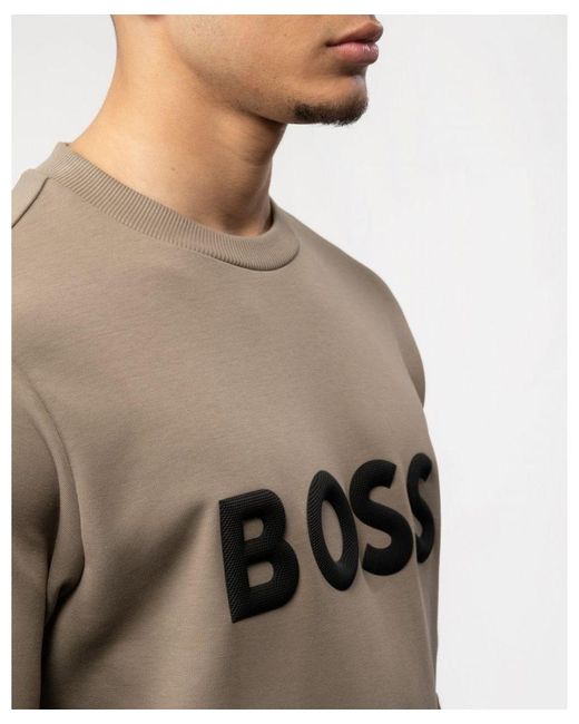 Boss Brown Boss Salbo 1 Cotton Blend Sweatshirt With 3D-Moulded Logo for men