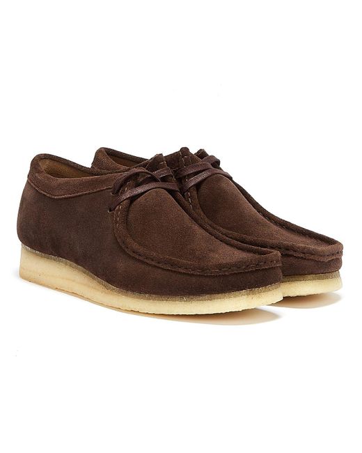 Clarks Brown Wallabee Suede Dark Shoes for men