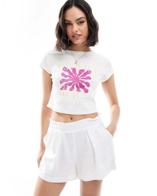 ASOS White Linen Look Co-Ord Shorts