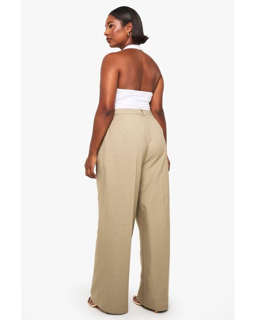 Boohoo Natural Plus Tailored Seam Detail Straight Leg Trouser