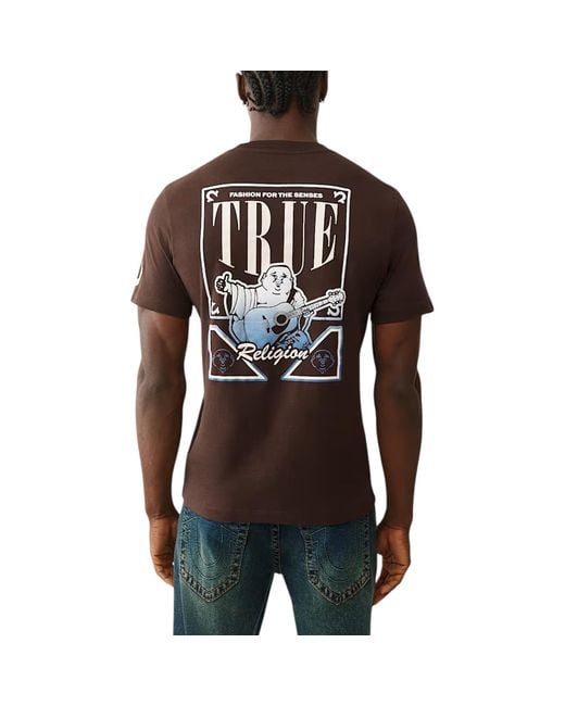 True Religion Brown 700655 T Shirts Crew Neck Short Sleeve Summer Soft Cotton Tee for men