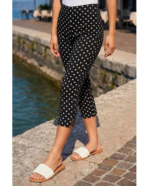 Roman Black Petite Spot Print Bengaline Crop Trouser