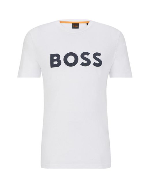 Boss White Thinking 1 T-Shirt, Signature Logo for men