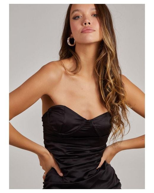 Pink Vanilla Black Premium Satin Ruched Corset Dress