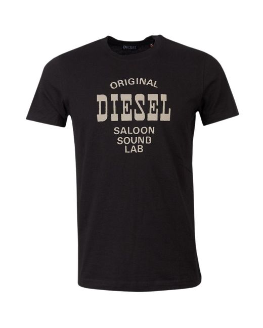 DIESEL Black Saloon Sound Lab Logo T-Shirt Cotton for men