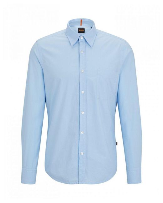 Boss Blue Boss Relegant 6 Regular Fit Long Sleeve Organic Cotton Poplin Shirt for men