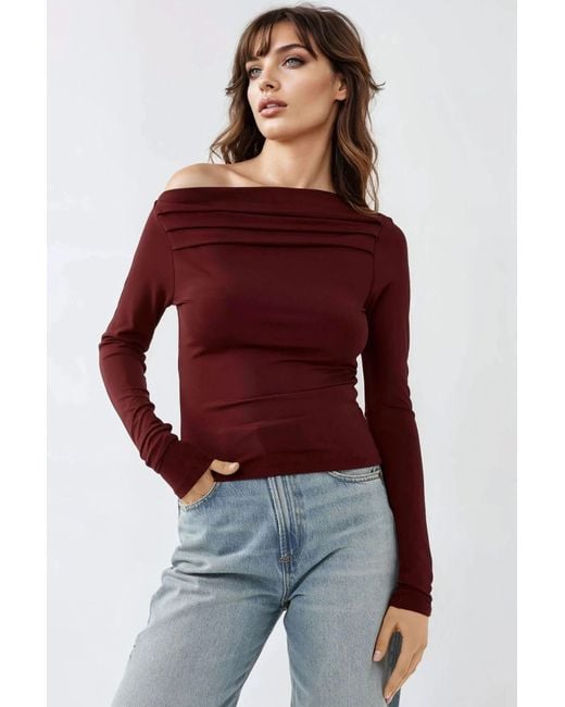Hiccup Textured Asymmetrical Collar Drapped Top