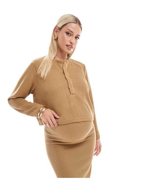 Mama.licious Natural Maternity Cropped Henley Top Co-Ord
