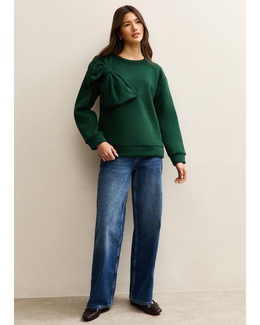 Gini London Green Bow Patch Oversized Jumper
