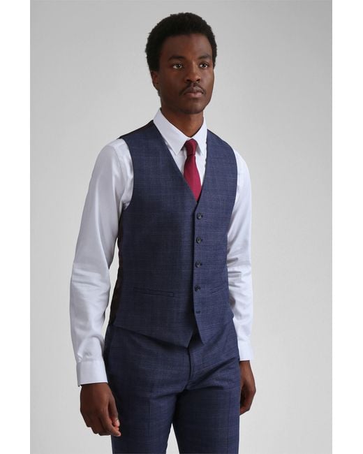 Ted Baker Blue V-Neck Slim Fit Suit Waistcoat for men