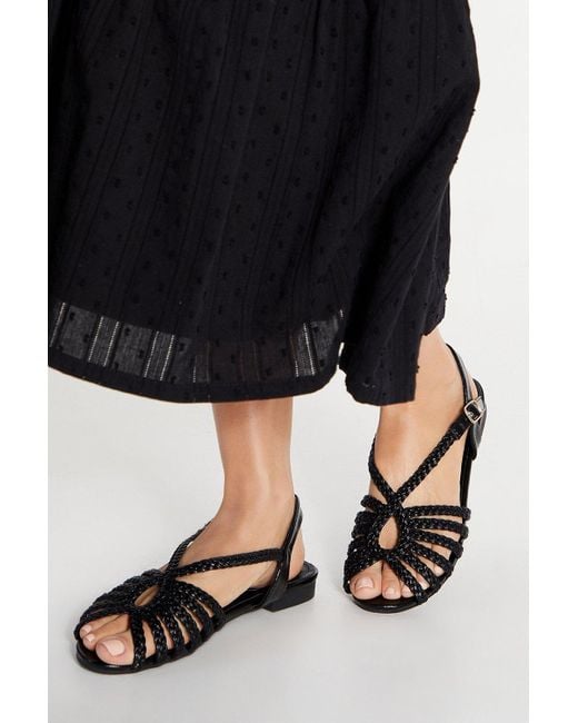 Oasis Bronte Plaited Slingback Peeptoe Flat Sandals in Black Lyst UK