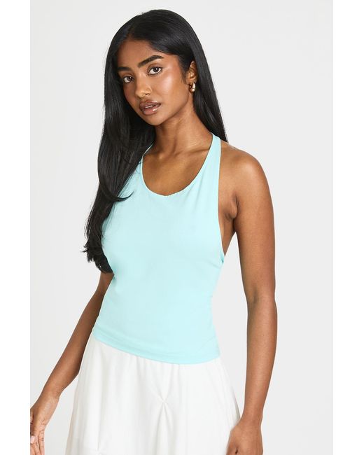 Boohoo Blue Soft Cotton Scoop Neck Halterneck