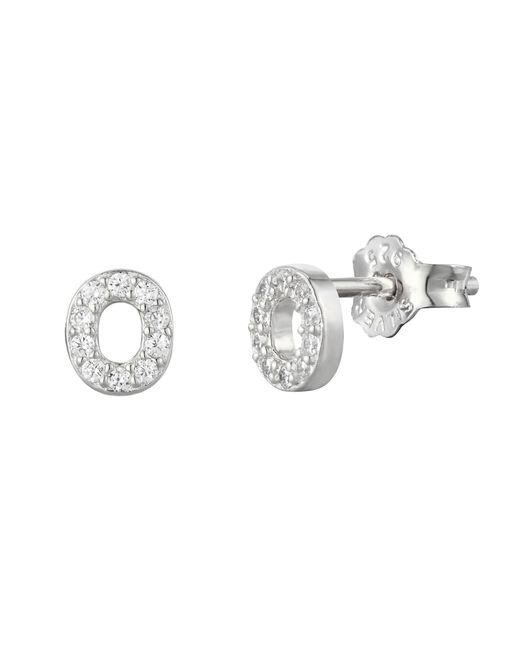The Jewellery Stockroom Metallic Sterling Cubic Zirconia Initial Stud Earrings