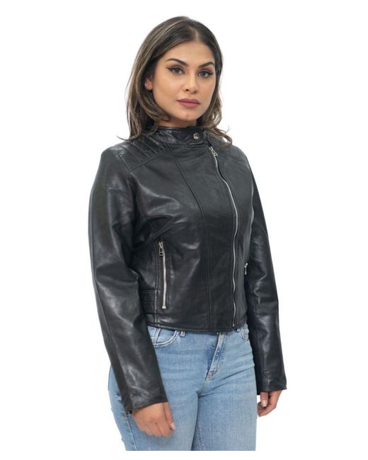 Infinity Leather Gray Biker Jacket-Celaya