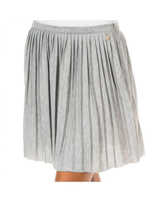 Met Gray Pleated Skirt With Side Zipper 70Dgc0247