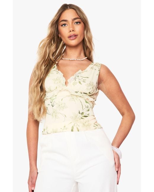 Boohoo White Woven Off Shoulder Ruffle Top
