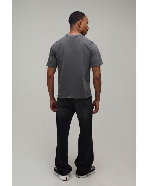 BoohooMAN Gray Regular Boxy Grunge Print Vintage Washed T-Shirt for men
