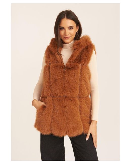 Gini London Natural Soft Touch Fur Longline Gilet