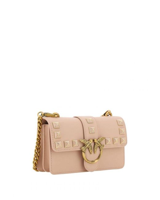 Pinko Natural Calf Leather Mini Love One Shoulder Bag