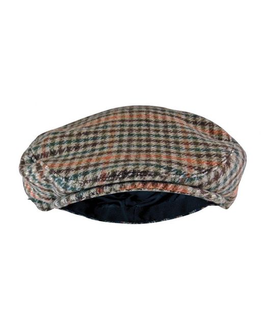 Sock Snob Black Vintage Houndstooth Plaid Wool Blend Newsboy Flat Ivy Cap Hat for men