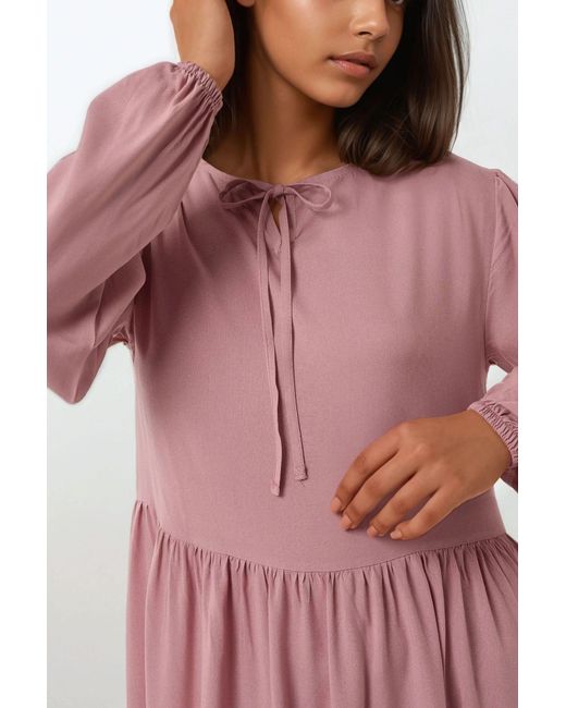 Hiccup Pink Maxi Dress With A-Form Fit And Crew Neck