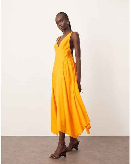 ARRANGE Yellow Cross Back Detail Maxi Dress With Full Skirt