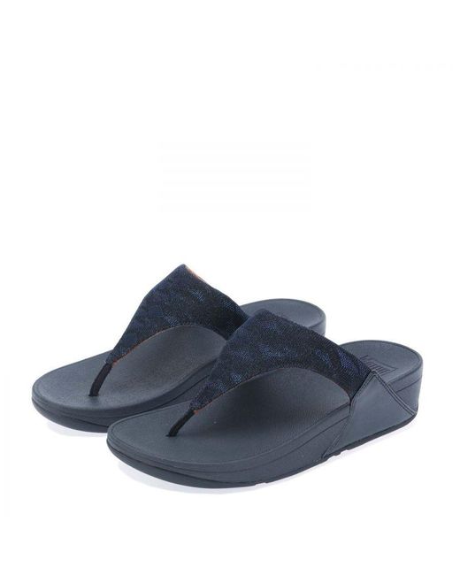 Fitflop Blue Womenss Fit Flop Lulu Glitz Toe-Post Sandals