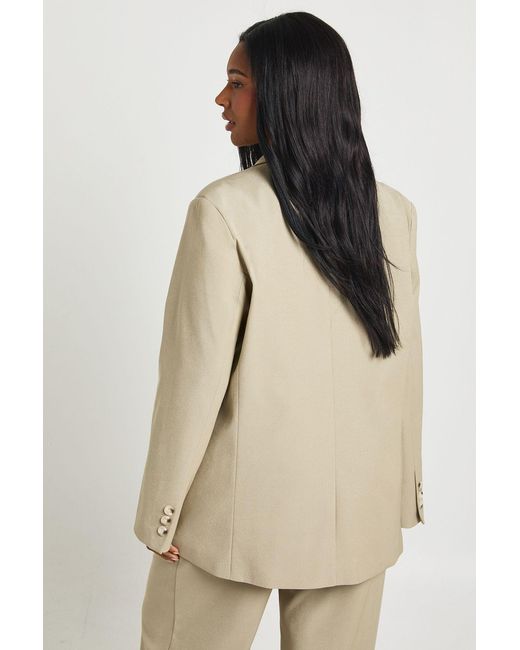 Boohoo Natural Plus Oversized Horn Button Blazer