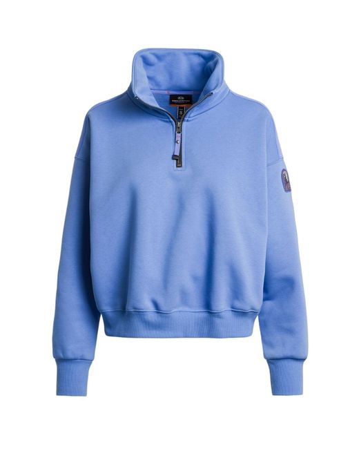 Parajumpers Blue Box Fit Zendaya Cornflower Quarter Zip Sweatshirt Cotton