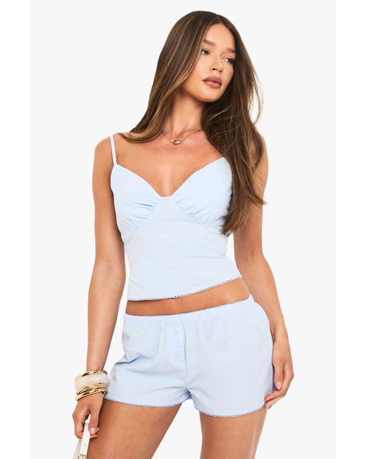 Boohoo White Ruched Bust Cami