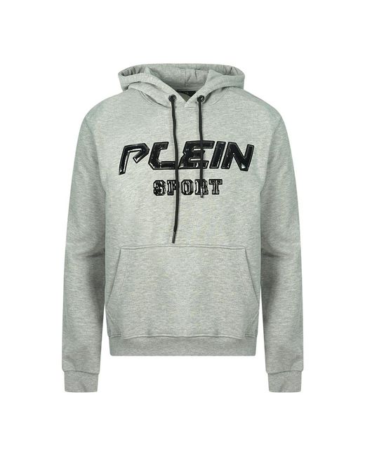 Philipp Plein Gray Logo Hoodie Cotton for men
