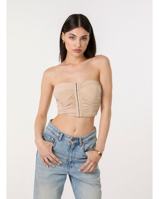 Pink Vanilla Blue Bandeau Eyelet Detail Corset Top