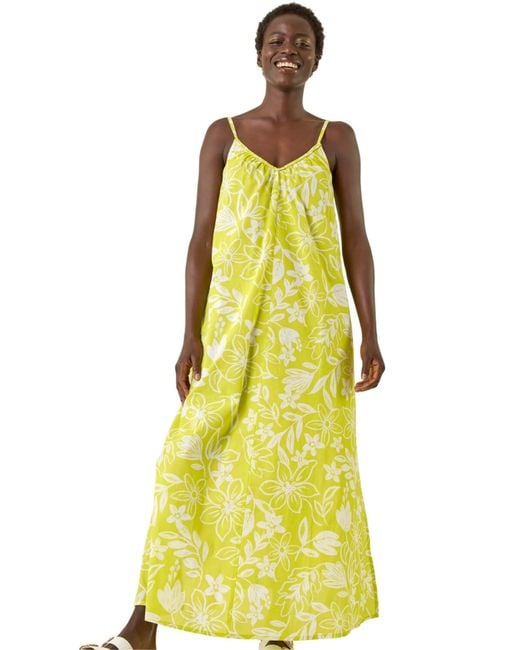 Roman Yellow Floral Strappy Maxi Dress