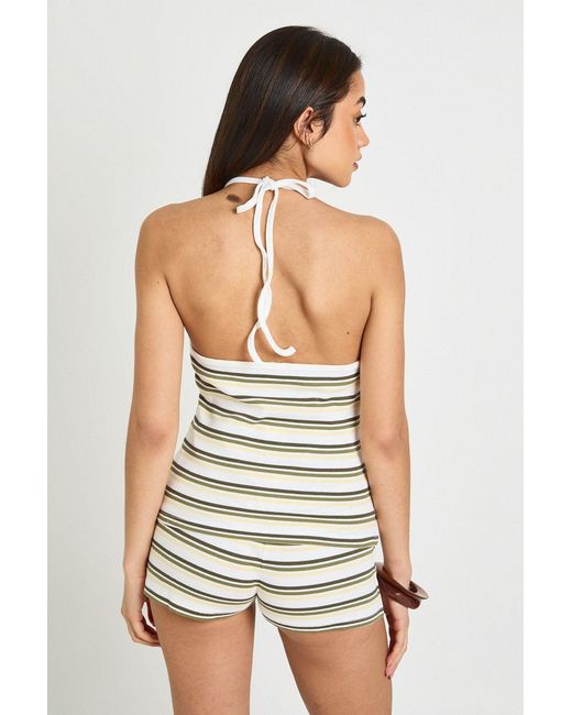 Boohoo Yellow Striped Rib Mini Short